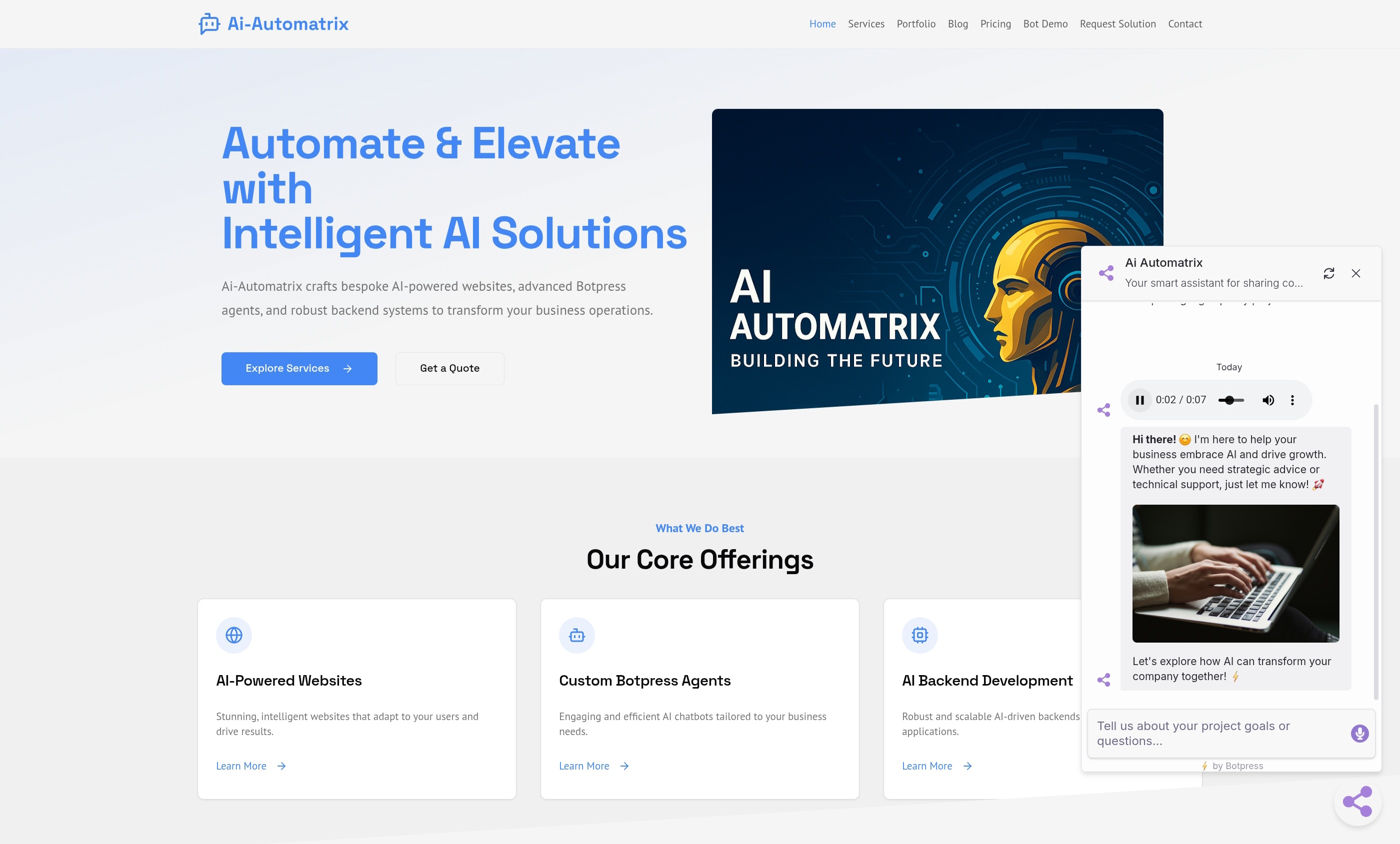 AI Website Interface